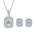 Fashion Jewelry Emerald Cut S925 Sterling Silver Moissanite Pendant Necklace Stud Earrings Engagement Wedding Jewelry Sets