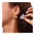 ERESI INS New Fashion Earrings Minimalist Stainless Steel Triangle Hollow Stud Earring Waterproof Gold Plated Attractive Jewelry