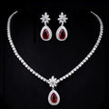 New Korean Fashion Extravagant Earring Necklace Jewelry Set Elegant Flower Zircon Bridal Jewelry Sets for Women Girls