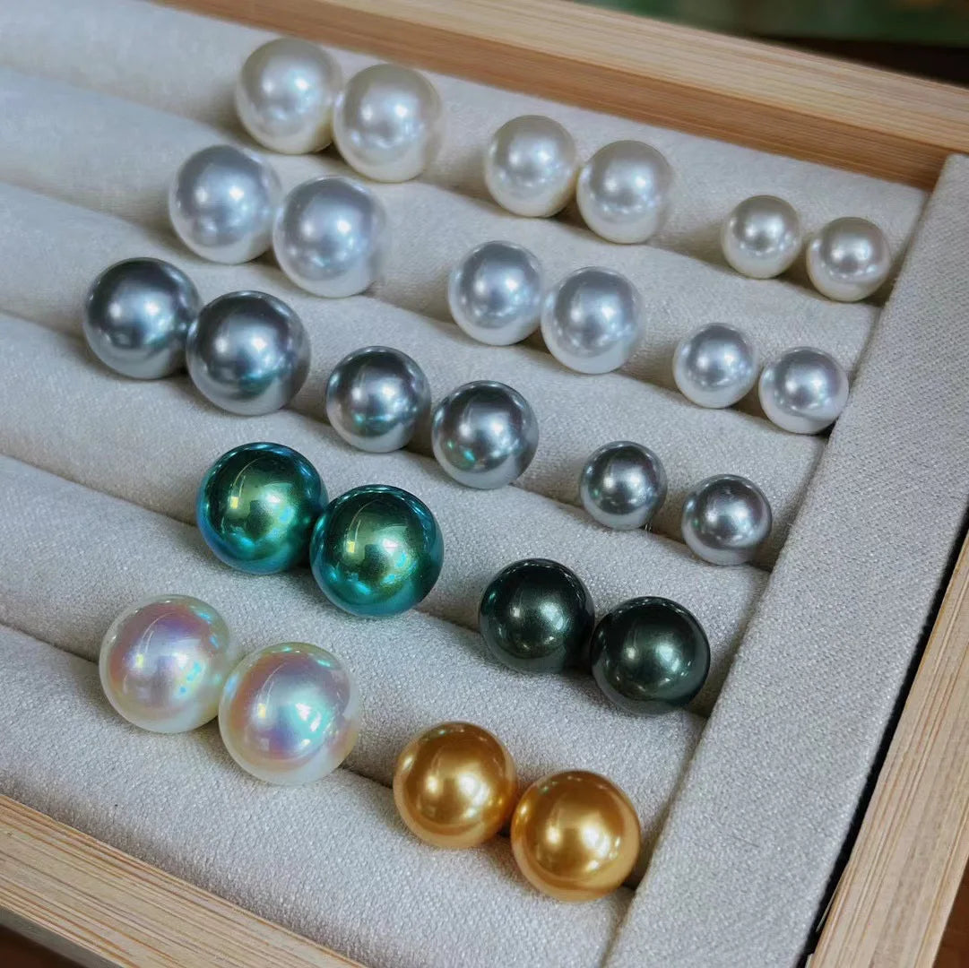 925 Sterling Silver Gray Wholesale Fresh Water Freshwater Natural Pearl Earrings Real Classics Ear Stud Pearl Earrings