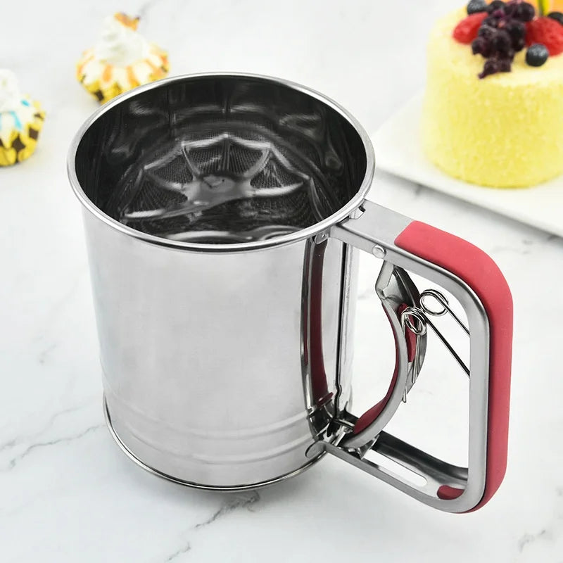 Factory Wholesale 3 Cup Flour Sifter Stainless Steel Hand Crank Kitchen Baking Tool Pastry Cutters Type