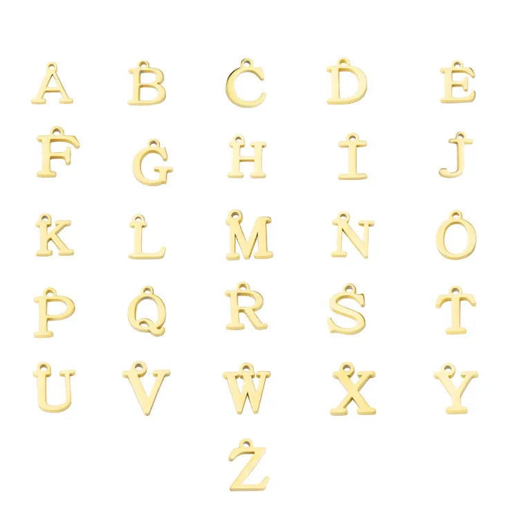 SP DIY Letter Charms 18K Gold Plated Stainless Steel Custom Pendant Charms for Jewelry Making