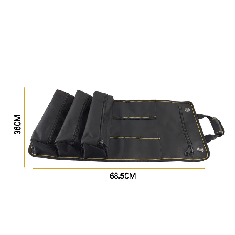 Customized Organizer Zipper Pocket Spanner Car Detailing Storage Rolling Electrician Tool Bag