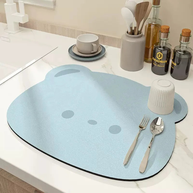 Kitchen Dry Mat Multi-Function Floral Pattern Drain Mat Absorbent Dish Drying Mat