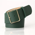PU Leather Belt for Women Metal Pin Buckle 2 Inches Wide Belt for Dress Pants