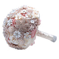 O-X662 Wholesale Hot Sale Bling Satin Crystal Rose Flower Handmade Wedding Pearl Bridal Bouquet