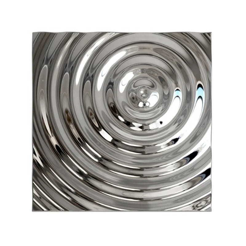 New Design Wall Decorative Square Water Ripple Metal Art Stainless Steel Sculpture Decor Metal Wall Art