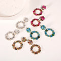 Wholesale Women Glass Geometric Drop Earrings Double Layer Crystal Rhinestone Round Pendant Earrings for Party MegaBDM