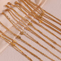 18K Gold Plated Geometric Double Layer Chain Bracelet Star Flower Heart Love Leaf Stainless Steel Snake Bead Snake Chain Bangle
