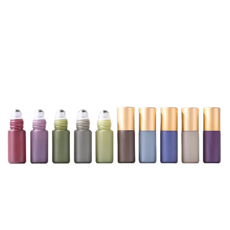 Cosmetic Perfume Essential Oil Bottle 5ml Morandi Colors Glass Bottle with Roller Ball