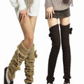 Thigh High Socks Kawaii Knitted Leg Warmers Solid Color Stripe Elastic Simple Leg Warmers  for Women