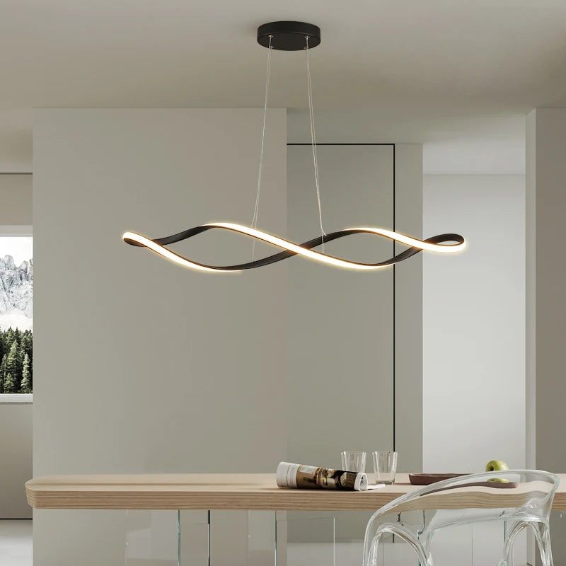Spiral Shape Elegant Simple Modern Chandelier High Ceiling House Indoor Decorative Corridor LED Pendant Lighting