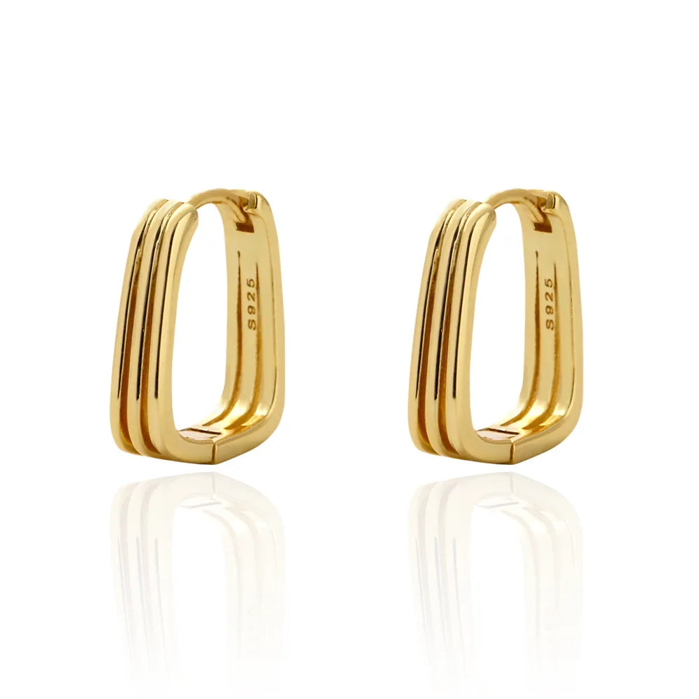 Silver Jewelry 18K Gold Plated 925 Sterling Silver Geometric Earrings for Women Minimalist 925 Silver Earring Jewelry Wholesale
