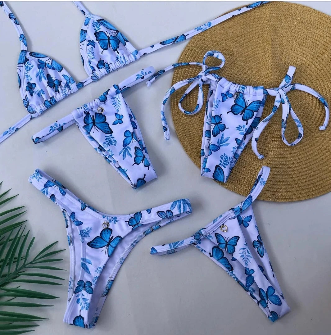 Customized  Printed Swimsuit Swimwear Mirco Triangle Print Bikini for Women
