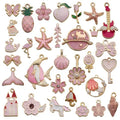 31pcs/Bag Cheap DIY Making Zinc Alloy Assorted Enamelled Charm Mixed Pink Color Pendants Jewelry Accessories Finding