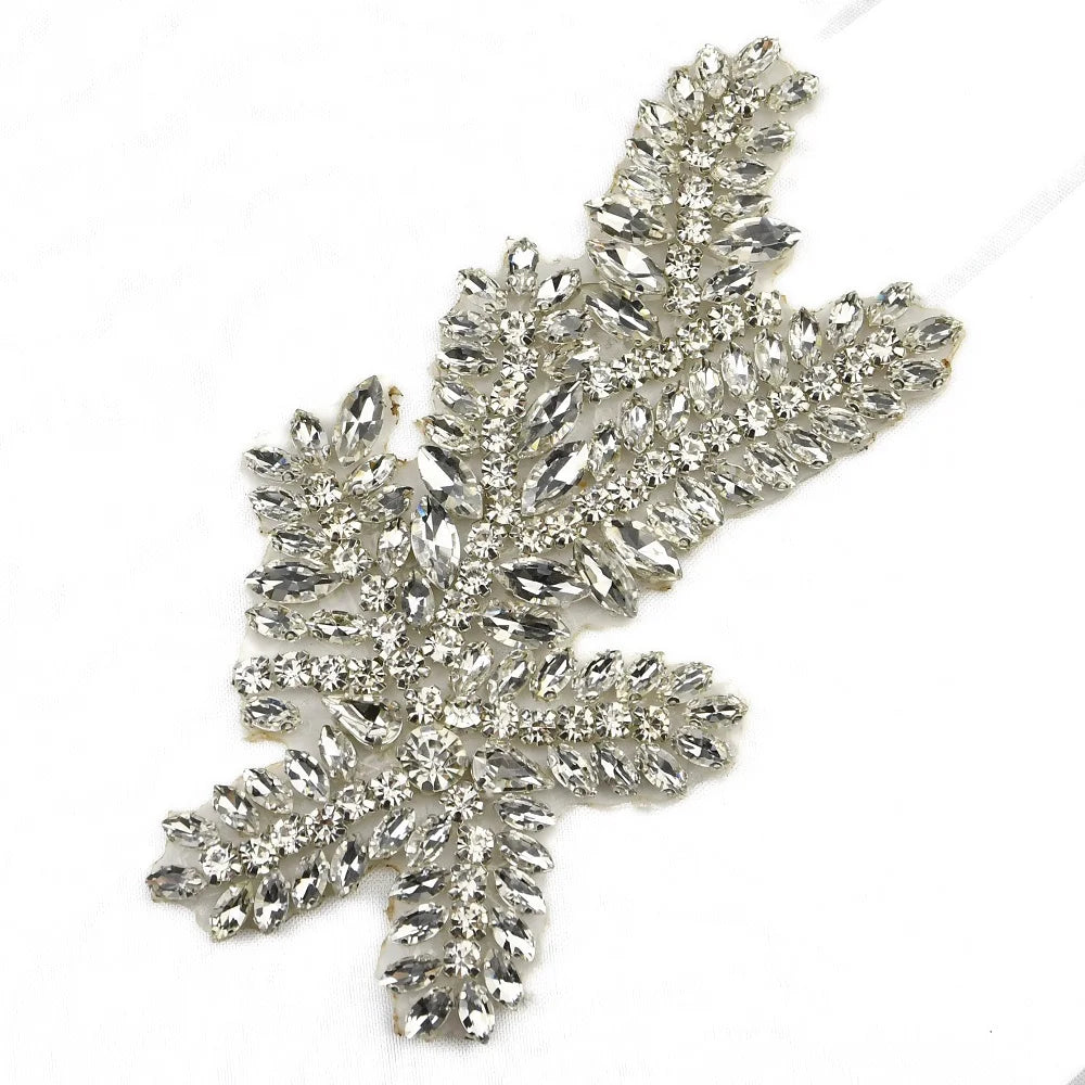 New Stocks Beaded Rhinestone Applique Patch Crystal Applique  for Wedding Dress WRA-1037