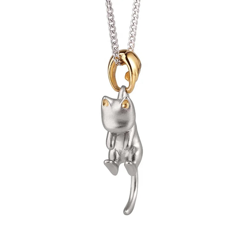 GP53 Women's Lovely Cat Pendant for Necklace Sterling Silver Cat Pendant with Platinum Plating Gift for Girls