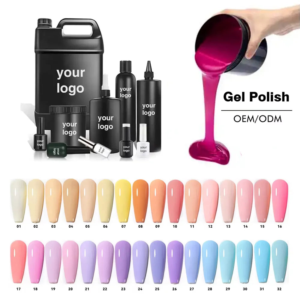 Professional Nail Gel Polish Supplier Various UV Gel Colors Private Label Soak Off 15ml-1kg Bulk HEMA Free Art Use LED Lamp