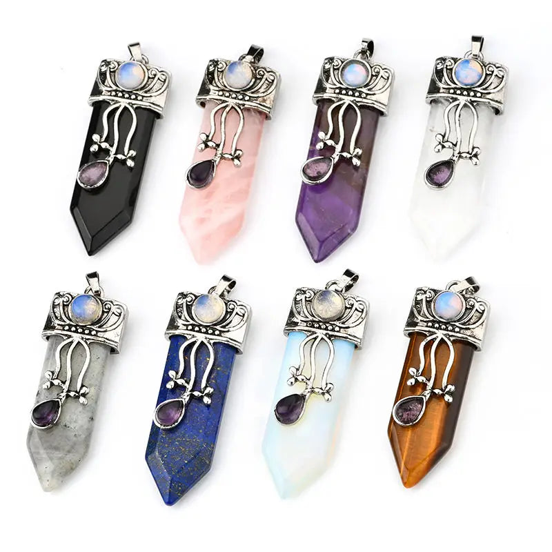 Crystals 7 Seven Chakra Point Pendant Spiritual Metaphysical Pendant Necklace