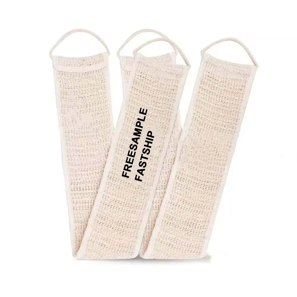 Custom Logo Natural Back Scrubber Shower with Handle for Men Women Exfoliating Back Washer Body Scrub Washcloth Bath Tool