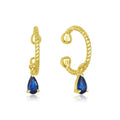 Fashion Jewelry 925 Sterling Silver Water Drop Diamond Pendant C Shape Gold Plated Hoop Earrings for Women