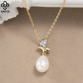 RINNTIN SGPN43 2023 Elegant Freshwater Pearl 925 Sterling Silver Pendants Necklace 14k Gold Plated for Women