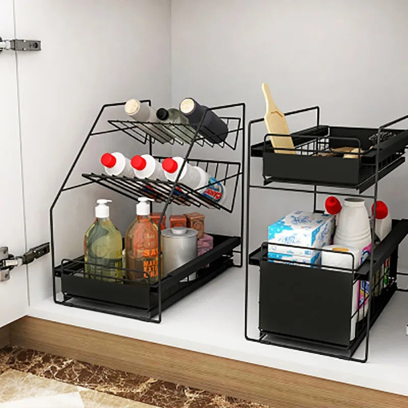 Multi-Layer Wrought Iron Standing Type Multifunction Kitchen Storage Shelf Floor-to-Ceiling Divider Seasoning Cleaning Storage
