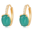Fashion Personality Brass Electroplated Gold Inlaid Turquoise Teardrop Zircon Hoop Earrings Jewelry Factory Wholesale