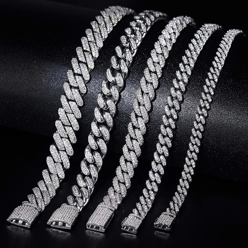 Miami Hip Hop Jewelry 925 Silver VVS Moissanite Diamond 6mm Cuban Link Chain for Men