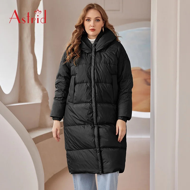 Wholesale Hooded Thickened Padded Jacket Women's Winter 90 White Duck Down Warm Long Down Jacket