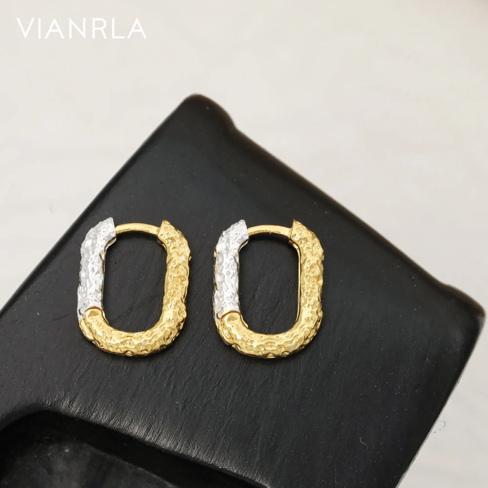 VIANRLA 925 Sterling Silver Jewelry Earrings Hoop Two Colors Mixed 18k Gold Plated Earring for Women Free Laser Logo Wholesale