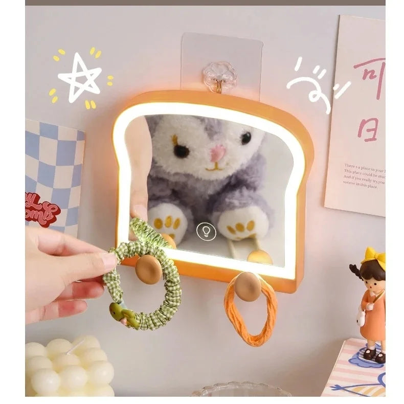 Hot Sale Home Decor High-Definition Beauty Vanity Mirror Desktop Lights Mirror LED Toast Bread Makeup Mirror