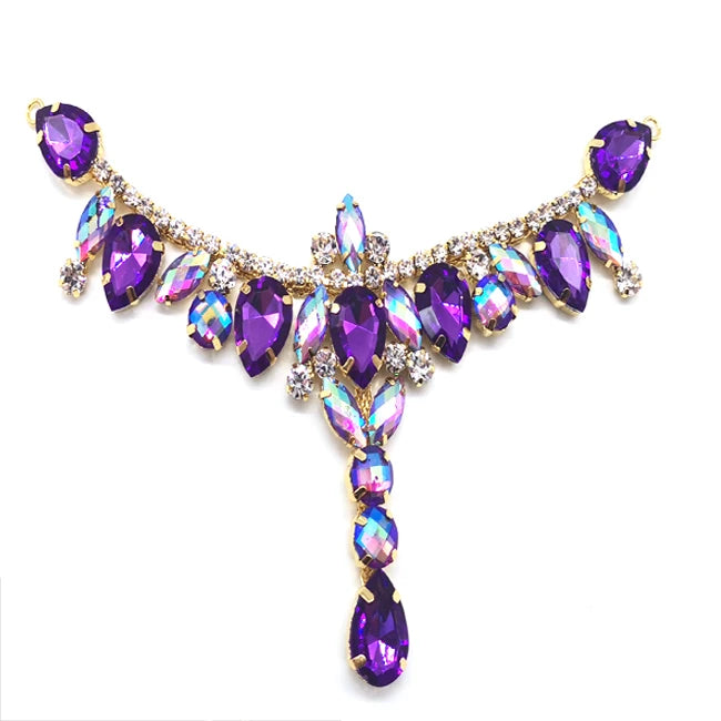 Alloy Purple Rhinestone Connectors Rings Chain New Style Carnival Decoration for Bikini Swimwear Garments Bags Shoes Decor Belts