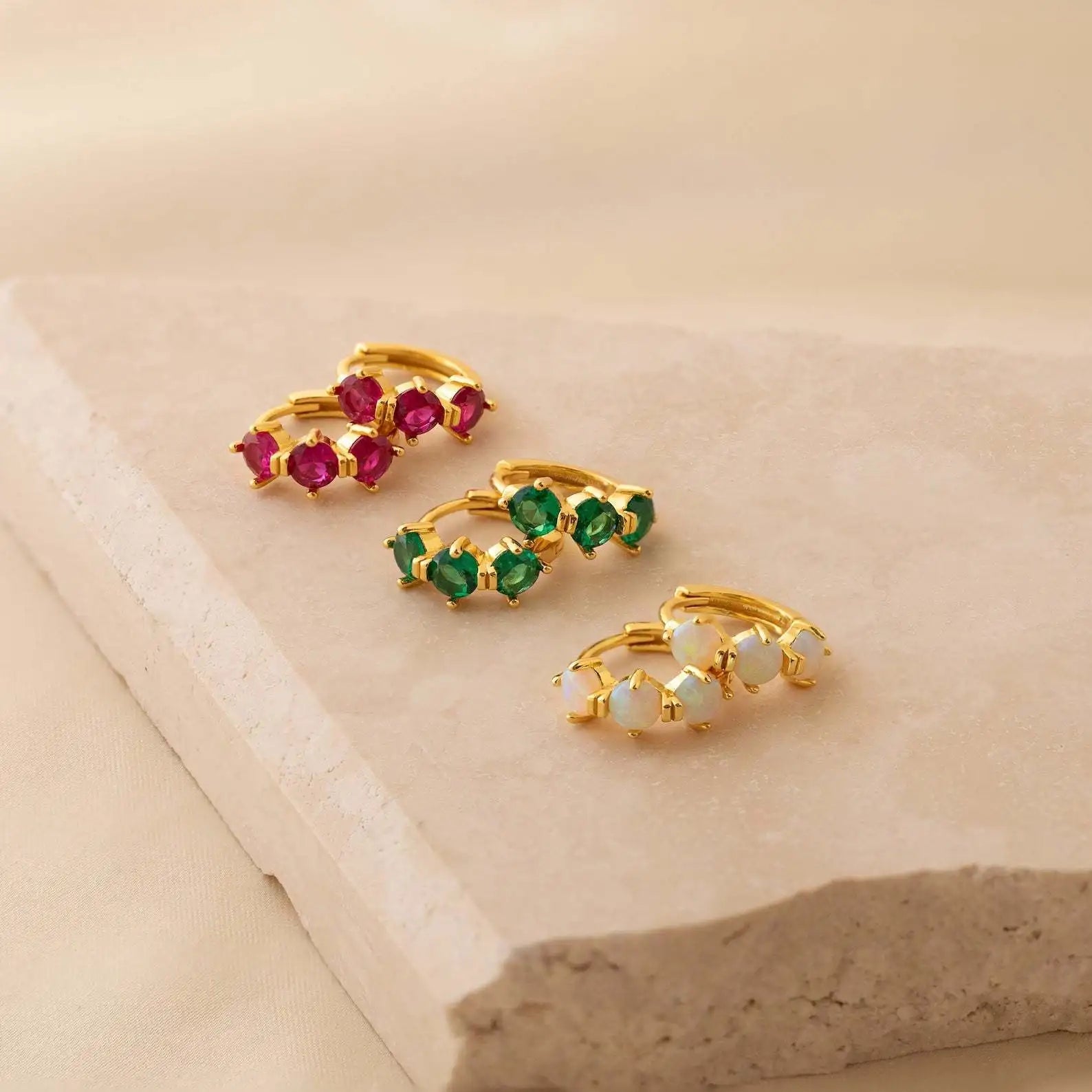 18K Gold Plated European and American 12 Birthstone Stud Earrings & Dangle Earrings for Women - Elegant Versatile Hypoallergenic