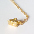 Funny Small Cheese Necklace Gold Cheese Necklace Friend Necklace 3D Gold Swiss Cheese Charm for Kids