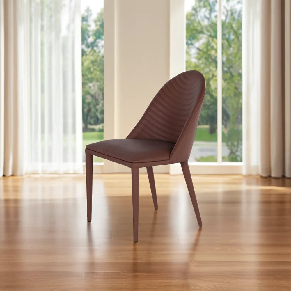 Modern Living Room Furniture Luxury Dining Chairs Set Brown Leather Soft Dining Chair