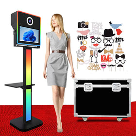 Beautiful Selfie Photo Booth Machine With Printer Stand 15.6 Inch Touch Screen Metal Frame DSLR Photobooth Shell for Events