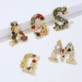 Fashion Crystal Pearl Initial Brooch Gold Plated Enamel Colorful Letter Alphabet Breastpin Pin Jewelry for Women