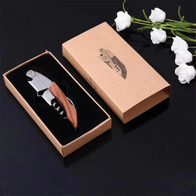 Sinowin Cork Screw Rosewood Red Wood Wine Opener and Black Gift Box Set and Wooden Wine Bottle Waiters Stainless Steel Corkscrew