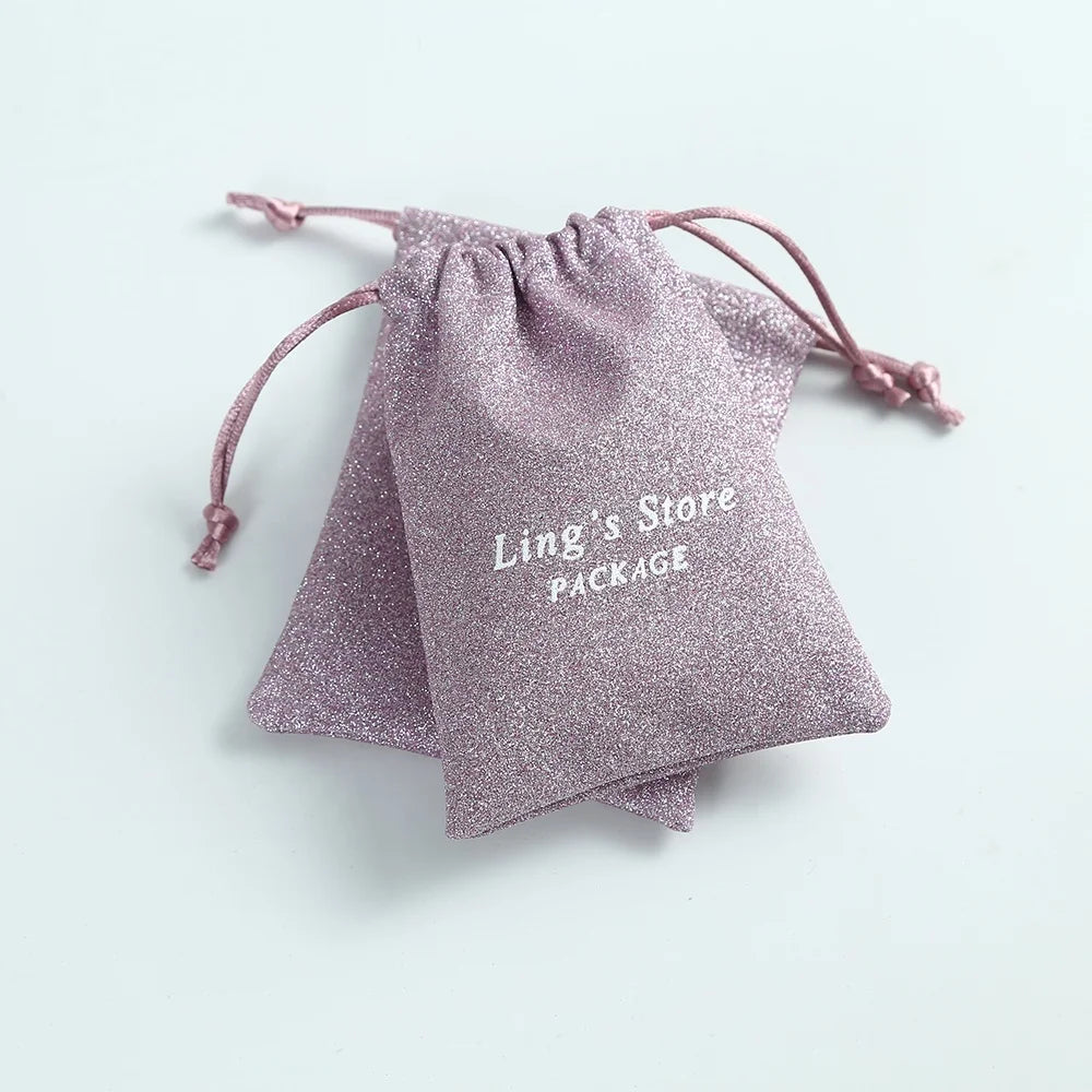 8x10cm Factory Modern Fashion Envelope Suede Bag Glitter Sequins Jewelry Bags Package Cosmetic Pouch Custom Logo