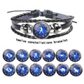 HOVANCI 3 Leather Braided Twelve Zodiac Charm Bracelet Couples Jewelry Gifts Beaded Zodiac Bracelet