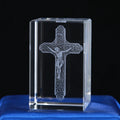 Wholesale Custom Jesus Cross Crystal Catholic Religious Block Laser Engraving Folk Art Transparent Crystal Cube