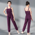 Ballet Training Dancewear Ethnic Style Unitard with Shoulder Straps and PantyhoseThin Practice Warm up Pants for Girls