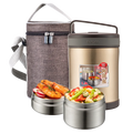 1.7L Stainless Steel Thermos Tiffins Food Flask Container Kids' Vacuum Insulated Lunch Box Handle Triple Tier 3 Compartments BPA