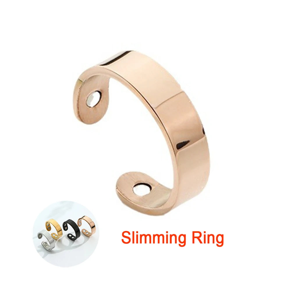 18K Gold Plated Stainless Steel Pressure Relief Ring Fat Health Two Dual Bio Magnetic Couple Ring Open Adjustable Sleep Aid Ring