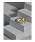 VIANRLA 925 Sterling Silver Baguette Zircon Rings in Gold Plated and Rhodium Plated