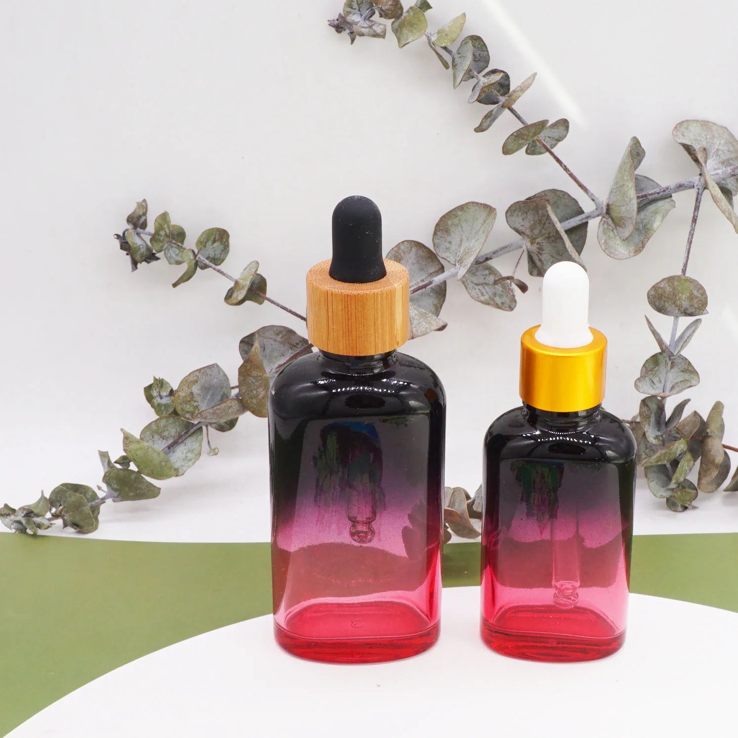 50ml 1oz 30ml Black Red Gradient Dropper Bottle with Glass Pipette