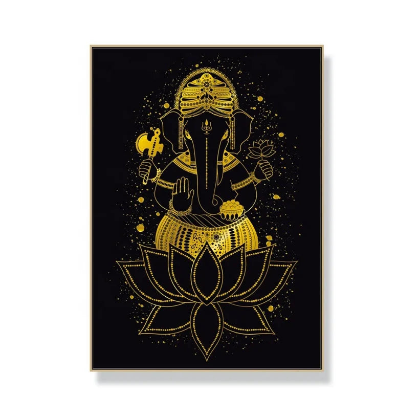 Religious Lord Ganesh Framed Printing Indian Gods Art Printing Wall Decoration