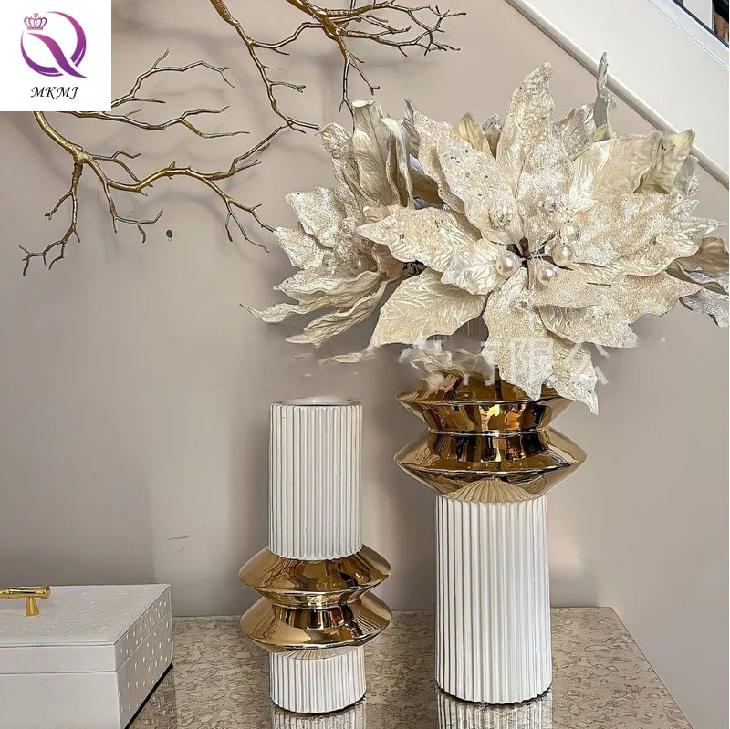 Light Luxury Ceramic Vase Modern Creative Living Room Dining Table Hotel Flower Arrangement Origami Tabletop Vase Porch for Home