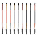FYD Custom Logo Luxury Eyebrow Makeup Brush Silver Metal Double Ended Eye Mascara Brushes Eyelash Eyebrow Wand Makeup Brush